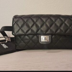 CHANEL UNIFORM  Black Quilted Leather Bag in great condition